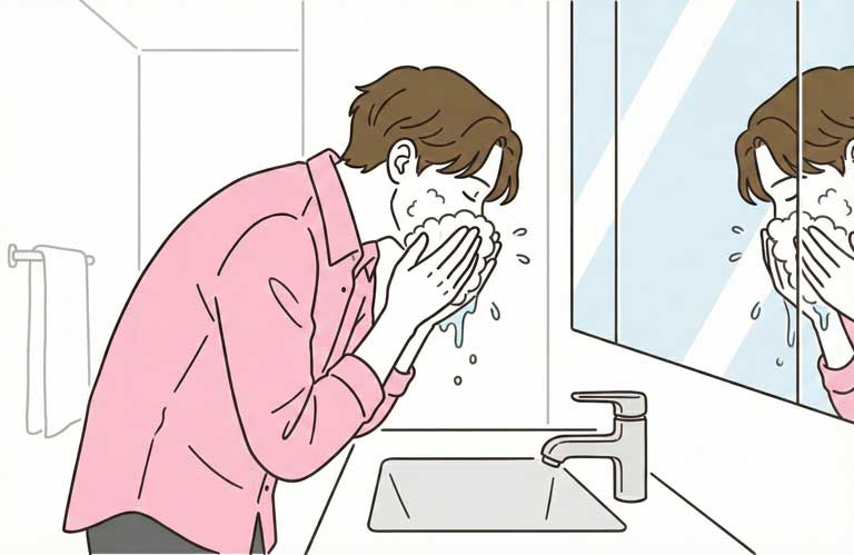 洗顔している様子