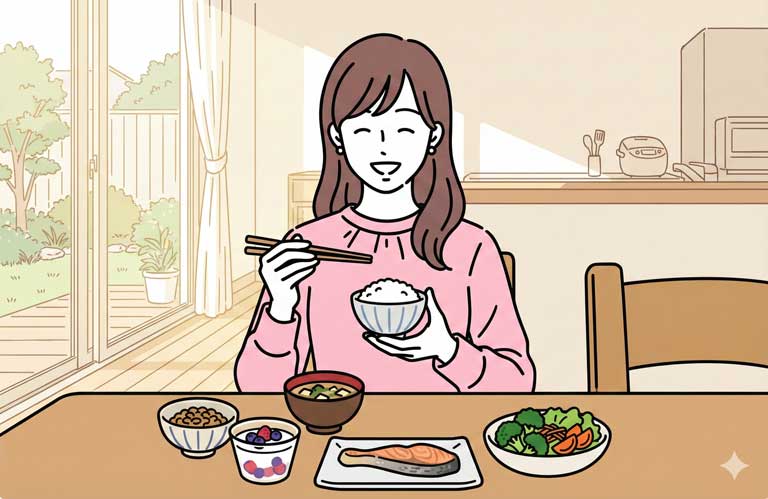 健康的な食事をしている女性