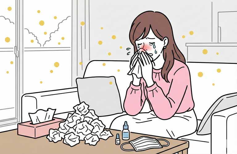 花粉症に苦しむ女性